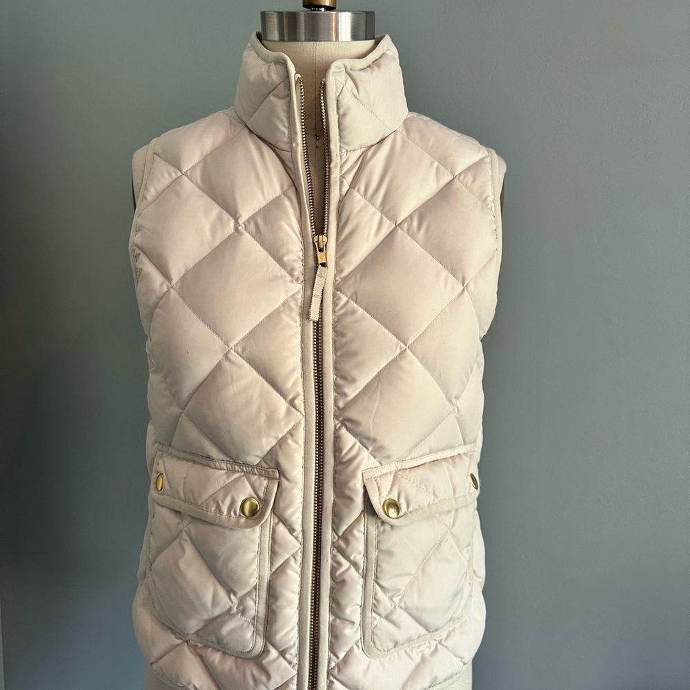 J Crew Women's Quilted Cream Vest